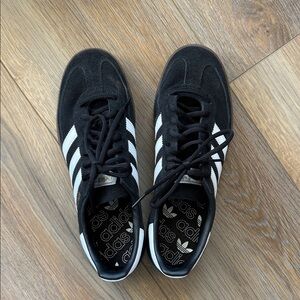 adidas Black and White Suede Three-Stripe Sneakers